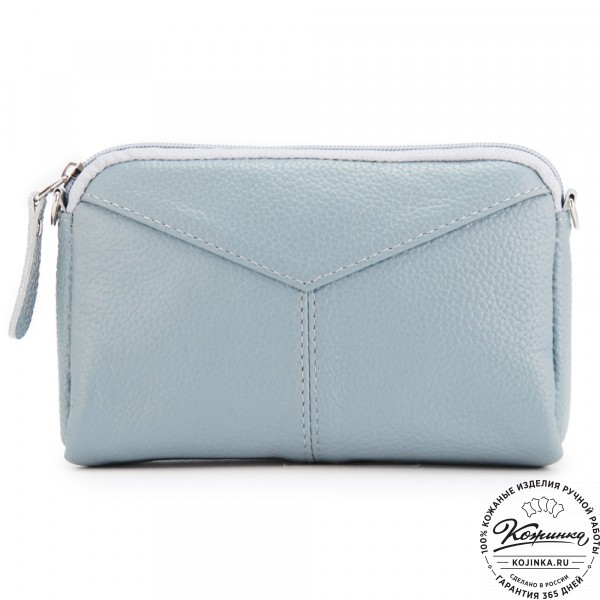 Кожаный клатч "Марта" (голубой). фото 1